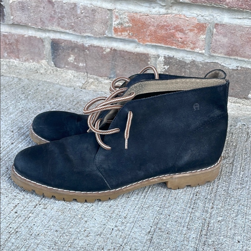 Etienne Aigner Black Suede Ankle Boots Booties Womens Size 8.5 Narrow